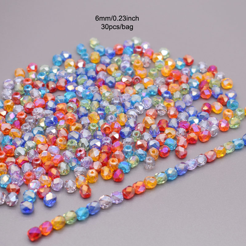 6mm 30 sztuk fasetowane koraliki ze szkła kryształowego 18 fasetowane koraliki w kształcie beczki szklane luźne koraliki dystansowe do tworzenia biżuterii DIY bransoletka: Dark Red