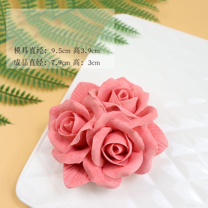 Moldes de silicona de yeso para hacer jabones artesanales, moldes de flores para pasteles, moldes de rosas de yeso: Gris claro