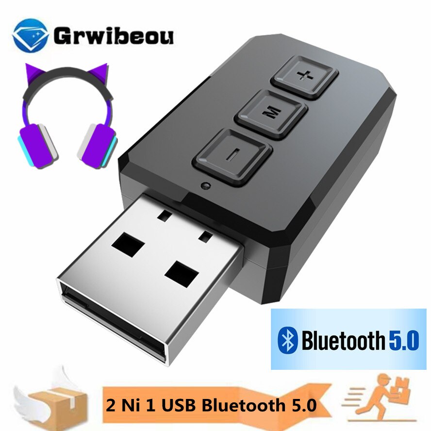 USB Bluetooth 5.0 Audio Receiver Transmitter 2 IN 1 Mini Stereo Bluetooth AUX RCA USB 3.5mm Jack For TV PC Car Wireless Adapter