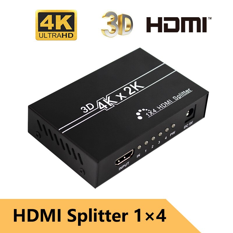 4K HDMI Splitter UHD 3D HD Distrubite 1X4 1X2 1080p Switch Switcher Adapter Repeater amplifie voor Laptop HDTV DVD PS3 PS4 Xbox: hdmi 1 in 4 out / UK Plug