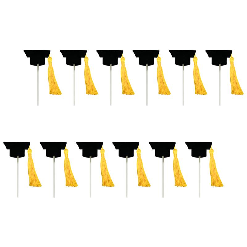 12pcs Graduation Hat Cake Topper Decoration Graduation Hat Cupcake Topper