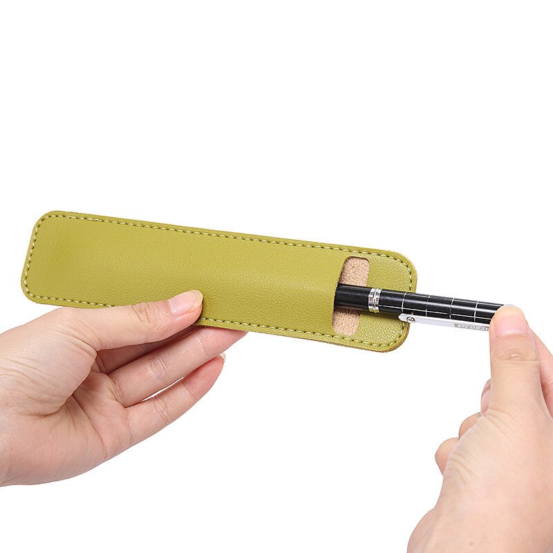 1 Pcs PU Leather Pencil Pen Case Pen Protection Cover Solid Color Hollow Simple Student Stationery Box