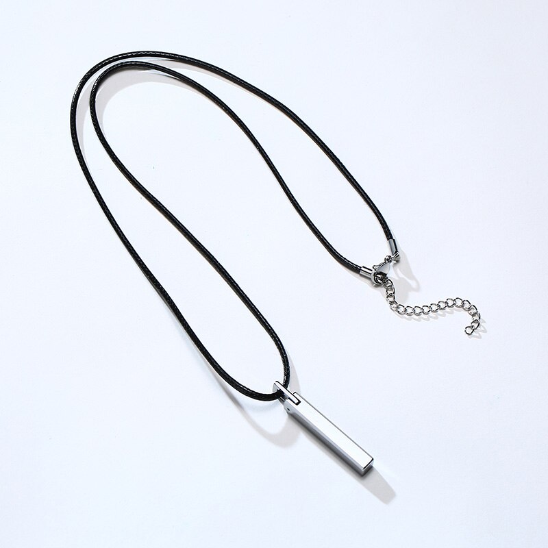 Mannen Bar Choker Hardmetalen Pijler Hanger met Zwart Rubber Koord Ketting Kettingen Collares Colar Kolye Mannelijke Sieraden 20"