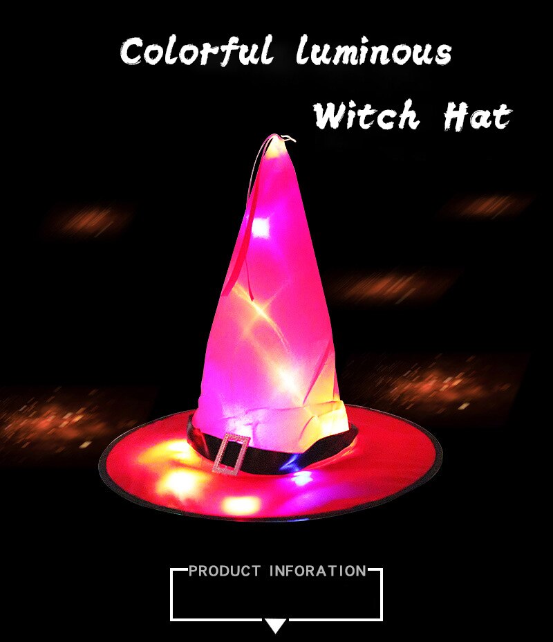 Neue Halloween Leuchtende Hexe Hütte mit LED Schnur Lichter Glänzende Kostüm Headwear für Außen Dekoration Cosplay Requisiten