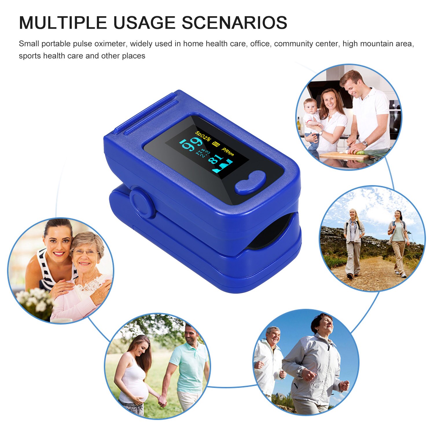 Fingertip Pulse Oximeter Pulse Oximeter Finger Pulse Blood Oxygen SpO2 Monitor LED Oximeter SpO2 O2 Monitor Pulse Heart Rate