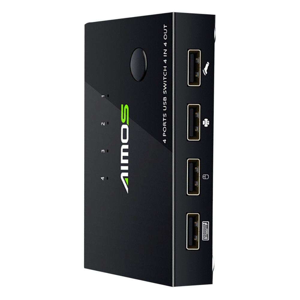 Metal Selector Keyboard Mouse Universal Plug And Play USB Interface KVM Switch Box Hub Adapter Fast Speed 4 In 4 Out For Printer