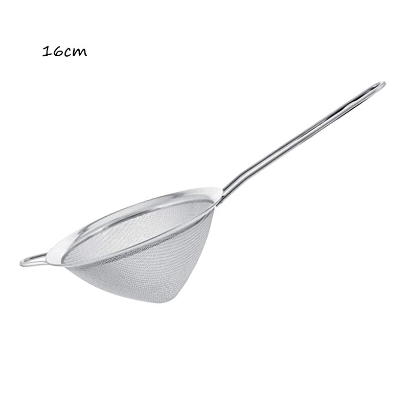 Nätsil av rostfritt stål med handtag för avlopp och grönsaker te kaffe matolja sil durkslag köksredskap: 16cm