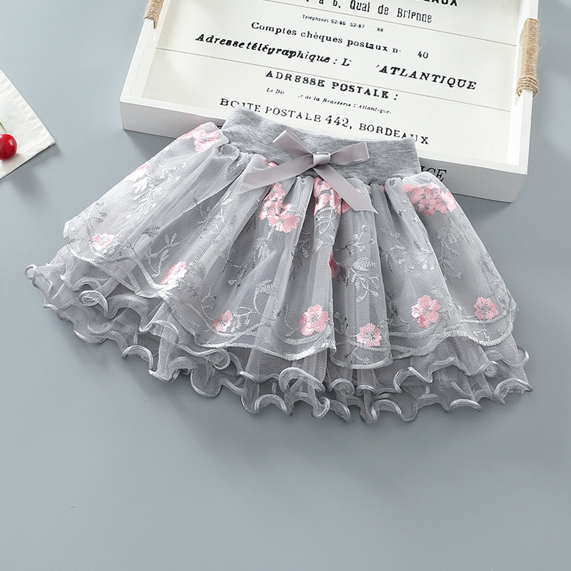 Zomer Meisjes Gebreide Tutu Rok Kinderen Rok Stijl Pluizige Rok Vier Seizoenen Prinses Taart Rok Party Prinses Rok: Apricot 2 / 5T