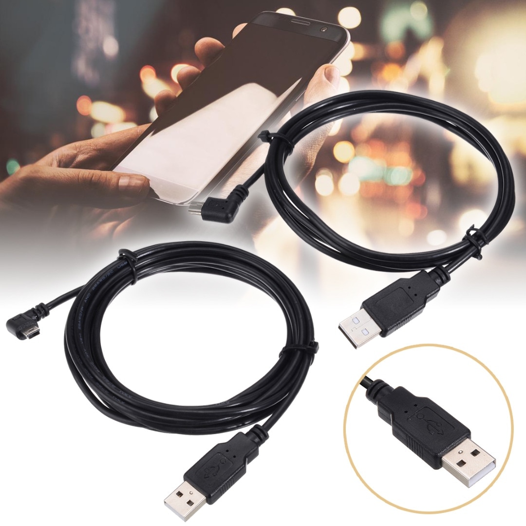 1PC Zwart Links Schuin 90 Graden Plug Data Cable Cord USB 2.0 A Male Plug naar Mini 5 Pin 1.5 M/5FT 3 M/10FT Kabel