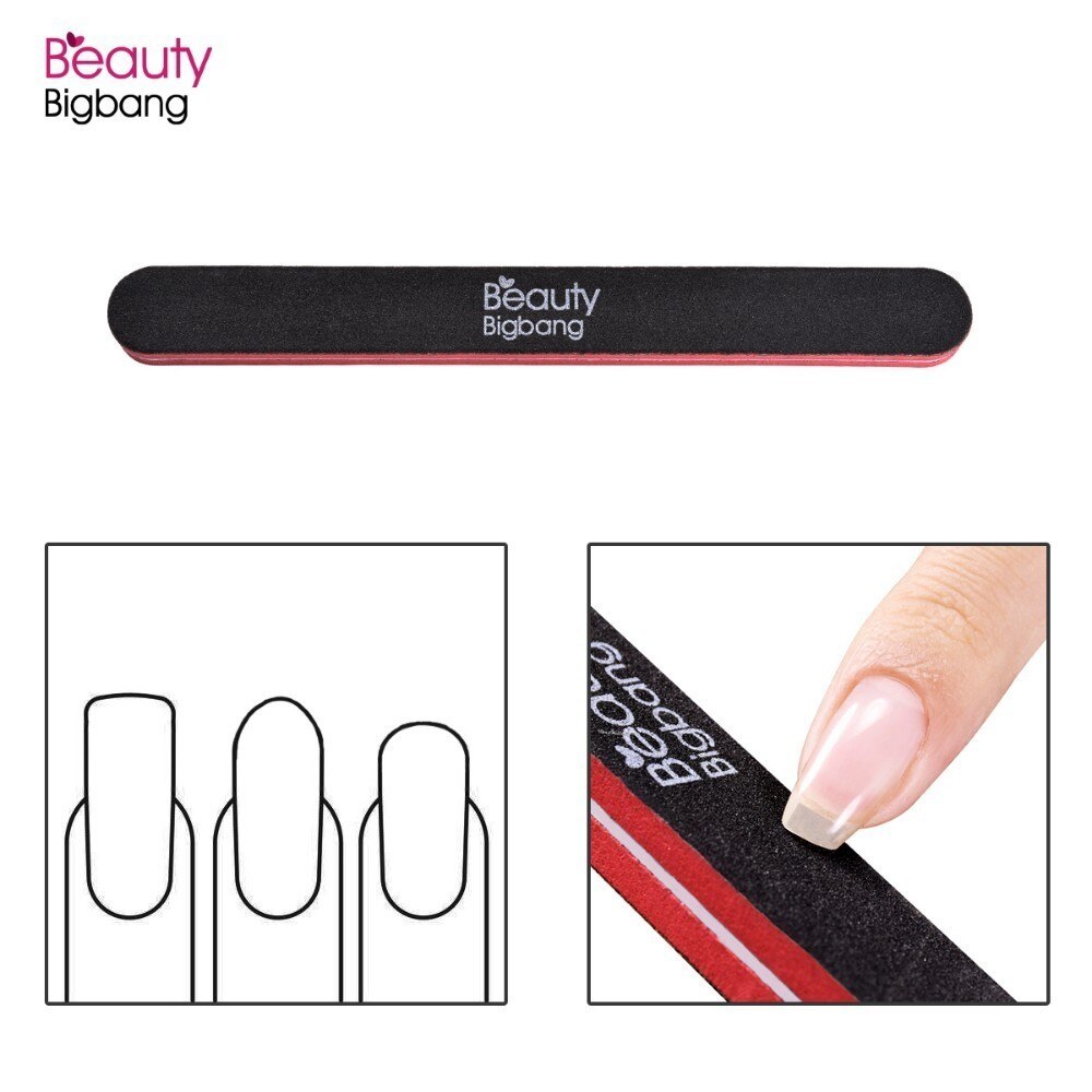 BEAUTYBIGBANG 5 Piece 17cm 100/180 Nail File Manicure Pedicure Limas Nagelvijl Black Red Color Wood Nail Art Nail Buffer Block