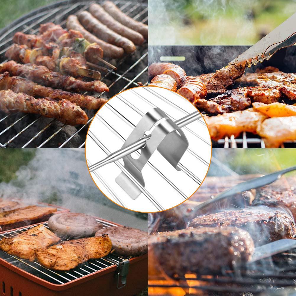 4 stk grillklips i rustfritt stål kjøtttermometer sondeklipsholder omgivelsestemperaturavlesninger bbq ovn grillklips #cw