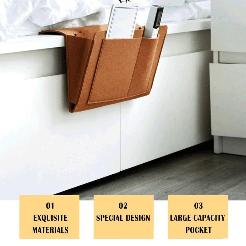 Storage Organizer Felt Bedside Hanging Storage Bags Inner Remote with Mobile Sundries 2 Control Book Phone Pockets For Bed K2P6