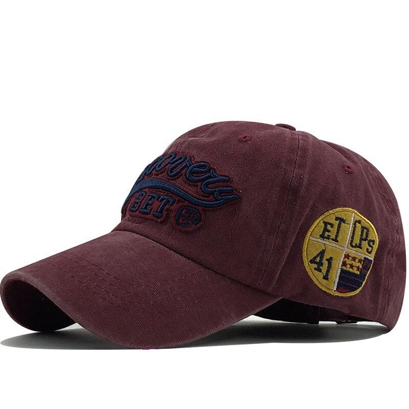 Retro fiske baseball kepsar hattar för män casquette märke kvinnor snapback kepsar tvättade ben män hatt gorras 3d bokstäver keps: Röd