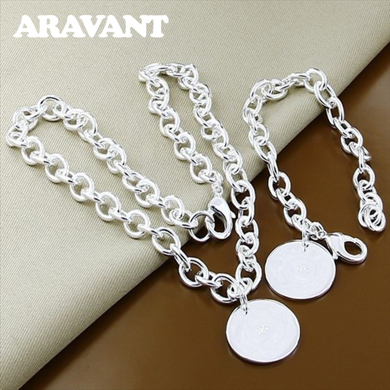 925 silber Schmuck setzt Für Frauen Runde Halsketten Armbänder Hochzeit Schmuck