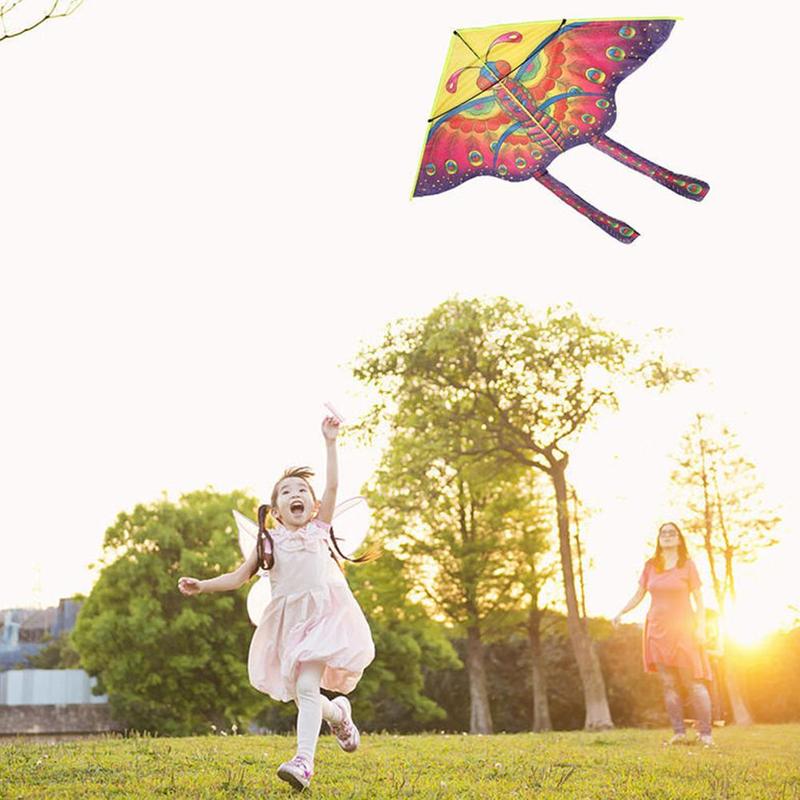 Children Cartoon Butterfly Kite Suitable Age About 5 Years Old Breeze Easy To Fly Inclued Kite 30 Meter Line Transparent Cloth
