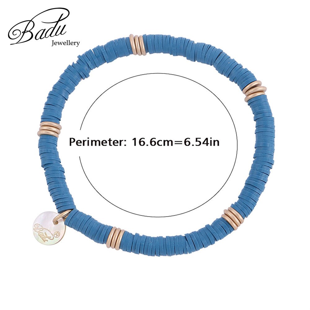 Pulseira de contas de argila e badu, bracelete com berloque de polímero e argila, boho, joia para mulheres, dia das bruxas, bracelete