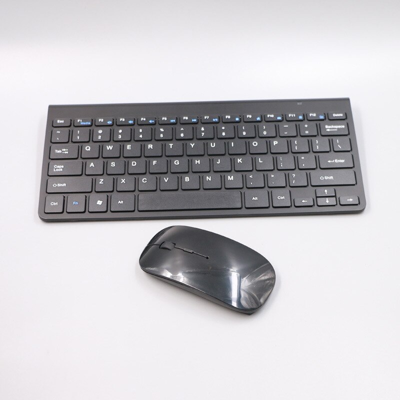 2.4g draadloze mini toetsenbord muis combo stille knop toetsenbord gaming muis voor macbook lenovo dell asus hp laptop pc computer: Zwart