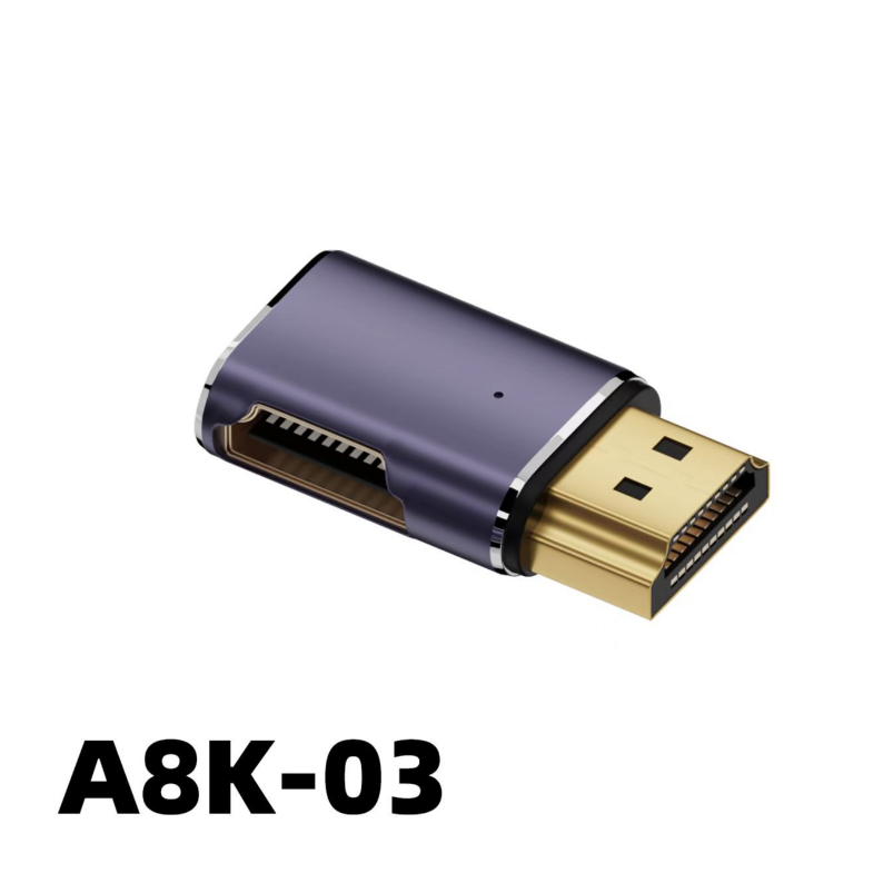 Adaptador UHD 8K 48Gbps HDMI 2,1 V en forma de U, ángulo recto de 90 270 grados, Mini Micro HD macho a conector hembra Compatible con HDMI: Naranja