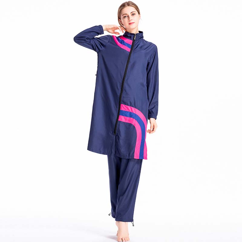 Muslim Swimwear Burkinis Women Modest Patchwork Full Cover Long Sleeve Swimsuit Short Sleeves Swim Wear Islamic Swimsuit