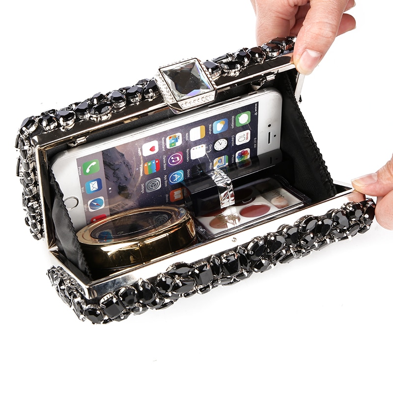 Women Clutch Evening Bag Beaded Crystal Lady Wedding Purse Rhinestones Handbags Silver Black Evening Clutch Bags for Women