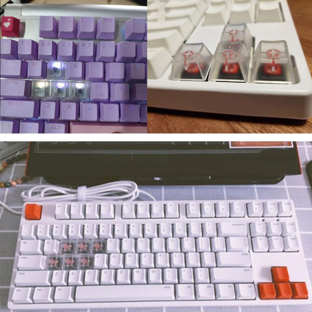 10 stk gennemsigtige abs nøglestykker mekanisk tastatur mat baggrundsbelyst til  r4 r3 r2 r1