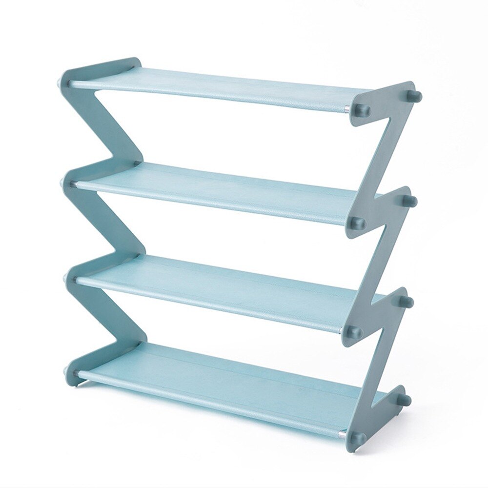 DIY Assembly 6 Layers Stackable Shoe Organizer Shoe Shelf Shoe Rack Stand Space Saving Shoe Hanger Shoe Box Cabinet: light blue 48x46cm