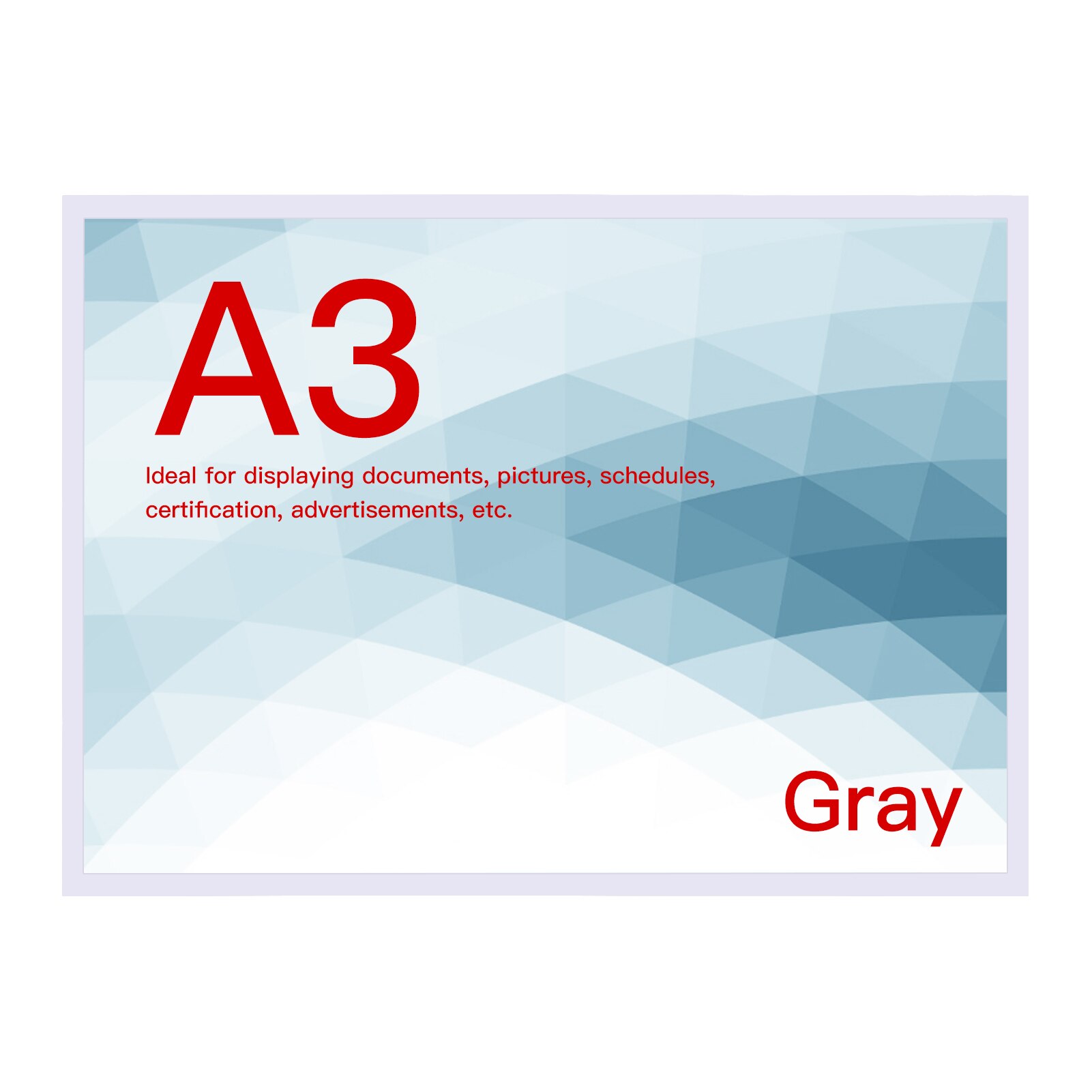 A3 Document Sign Holder Frosted Magnetic File Frame PVC Poster Picture Notice Display Frame for Whiteboard Fridge Cabinet Wall: White