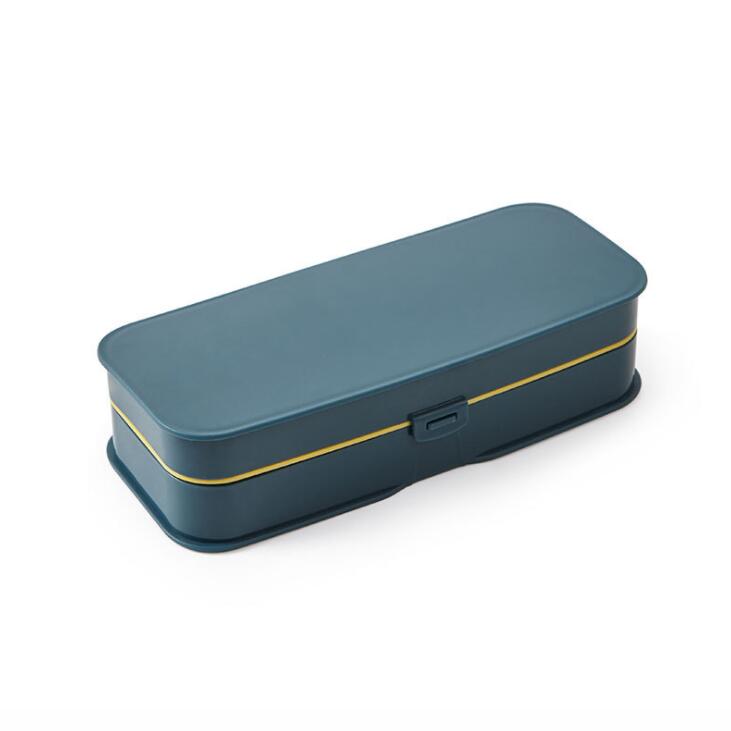 Double Layer Sewing Box Set Portable Multi-function Sewing Kit Hand-stitched Sewing Tool Storage Home Accessories: Dark Blue