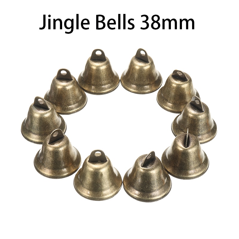 10Pcs Jingle Bells 38Mm Koper Plating Retro Klokken Vintage Brons Losse Kralen Huisdier Klokken Voor Festival Party Wind chimes Decor