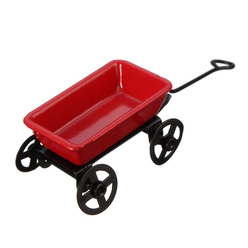 Diy Gieter Trekken Winkelwagen Spade Hark Tuingereedschap Voor Kinderen Poppenhuis Miniaturen Accessoires Set