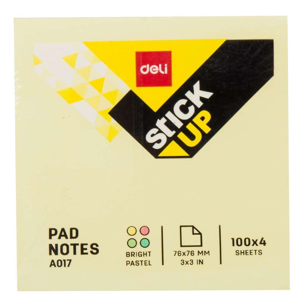 DELI EA01703 Pad Notes 3"*3" Sticky Note 4*100 sheets 4 colors ahesive memo pads yellow pink blue green Office school stationery