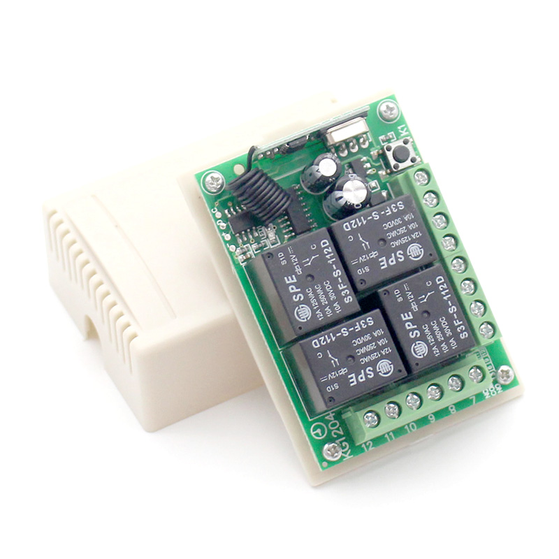 Dc 24V 10A 4CH Draadloze Relais Module Afstandsbediening Schakelaar Smart Home Automation Ontvanger Voor EV1527 Rf 433Mhz Afstandsbediening controles: Switch