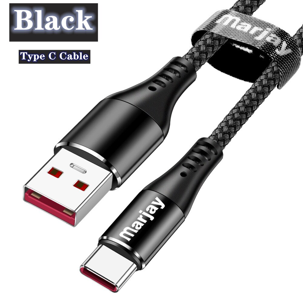 5A USB C Cable Fast Charging Data Wire Cord for Huawei P10 plus P20 pro Mate9 Samsung Xiaomi redmi 1M 2M: Black Cable / 1.2m