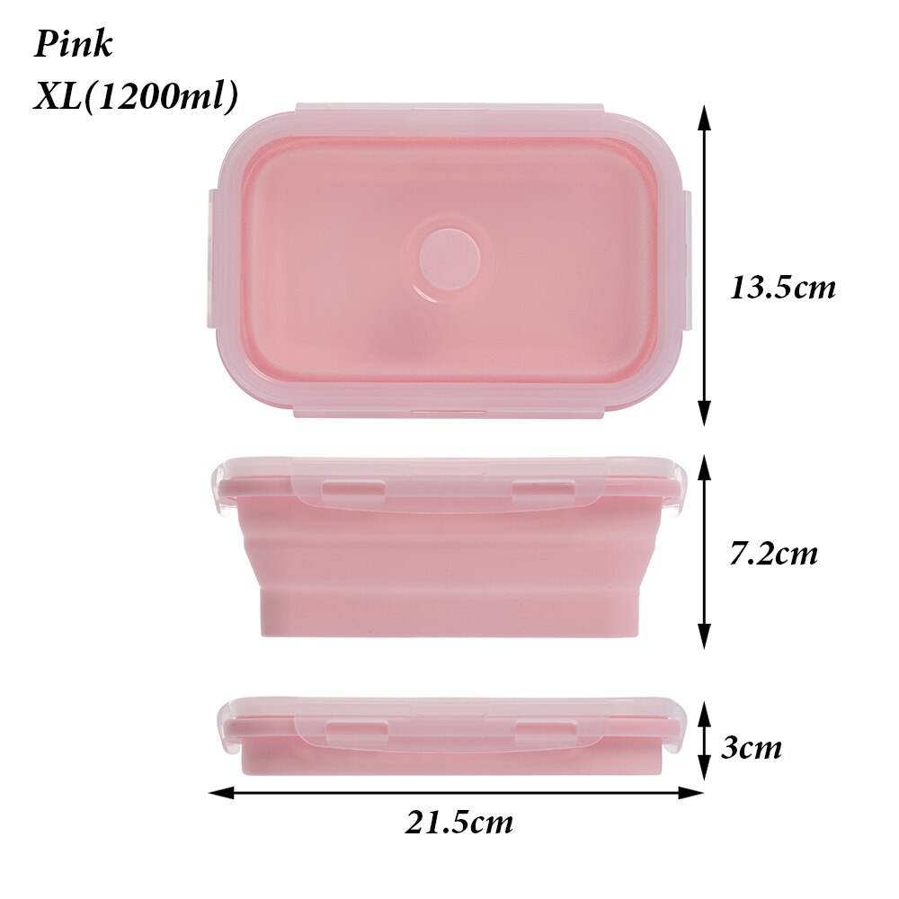 Silicone Folding Lunch Box Rectangle Portable Bowl Food Container Kitchen Picnic Box Eco-Friendly Collapsible Storage Tableware