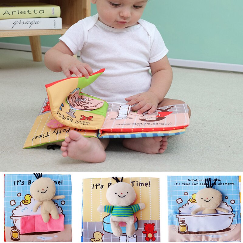 JJOVCE Baby Book bambini bambini libri di stoffa per bambini tridimensionali come fare il bagno andare vasino risorse di apprendimento educativo precoce