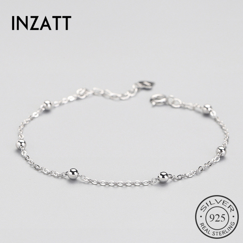 INZATT Echt 925 Sterling Silber Spacer Perle Kette Armband Minimalist Feine Schmuck Für Frauen Geburtstag Party Zubehör