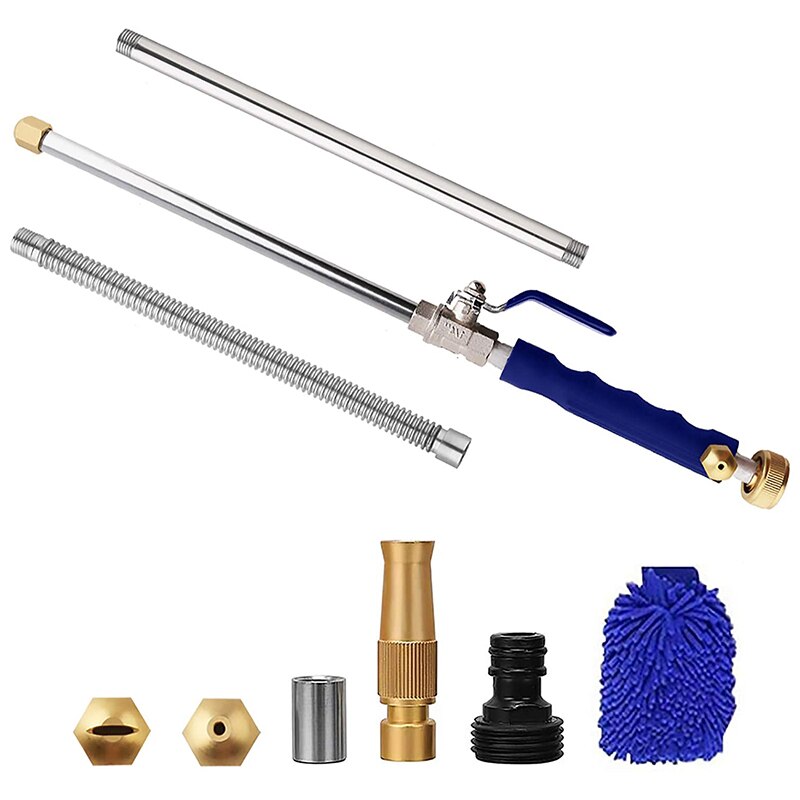 Hydro Jet Washer High Pressure Power Washer 38inch Wand Water Hose with Nozzle for Car Pet Window Cleaning Tool: blue