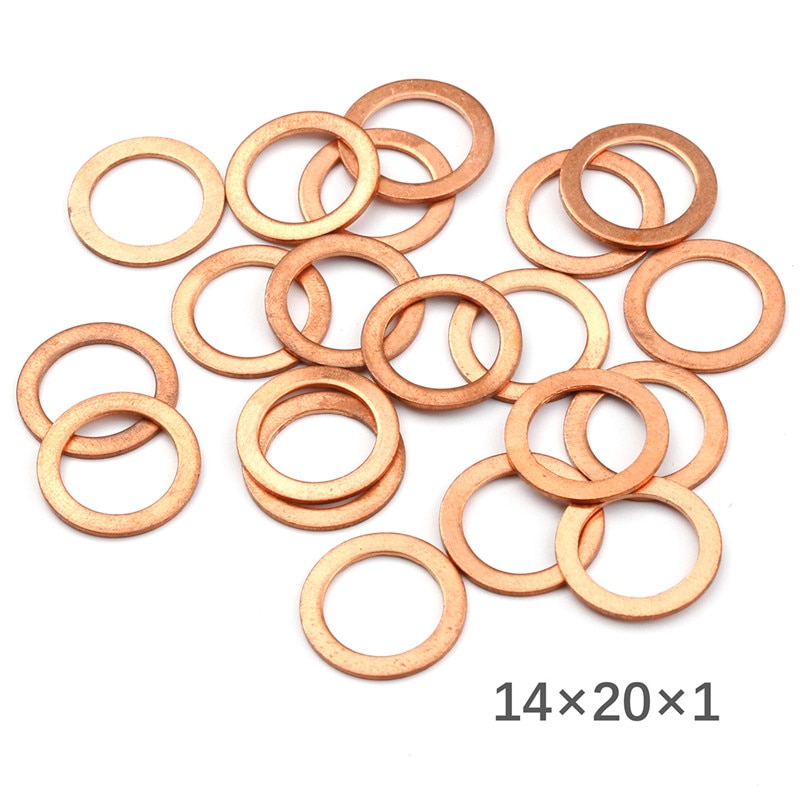 20Pcs 14*20*1MM Flat Ring Seal Kit Copper Washer Solid Gasket Sump Plug Oil Seal Tool Fittings For Generators Machinery