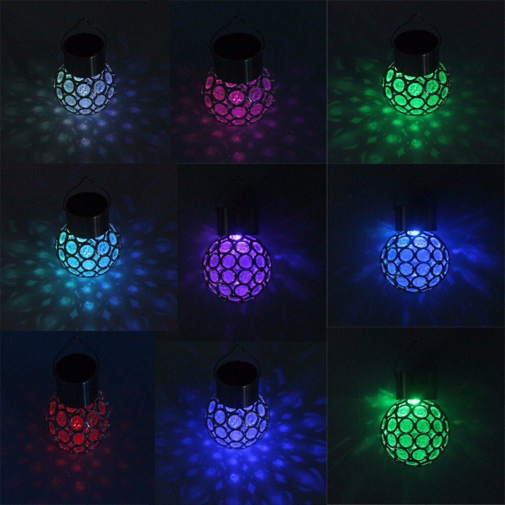 LED Solar Power Glass Ball Crystal Hanging Color Changing Light Bulb Decoration Light For Outdoor Garden Courtyard Tools