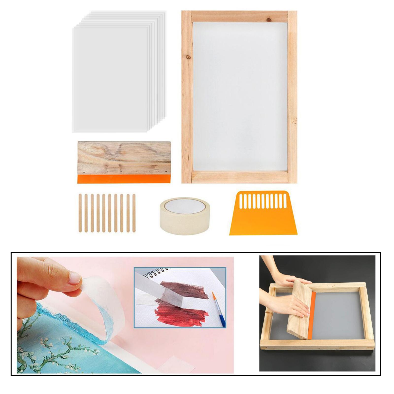 24x Screen Printing Kit Wood Silk Screen Printing Frame Screen Printing Squeegee