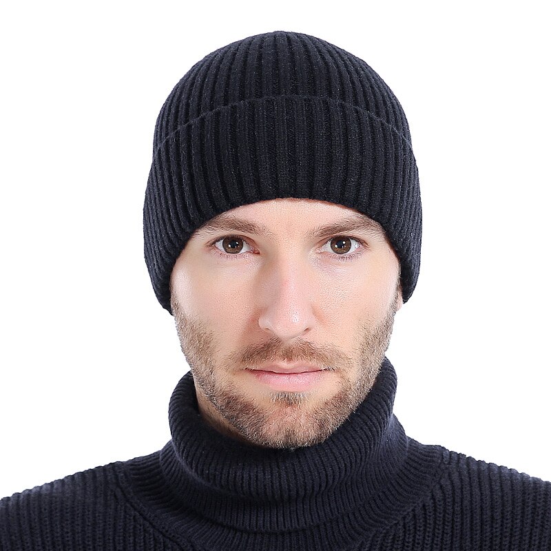 Men's Winter Warm Winter Hats Thick Wool Soft Knit Hats Stylish Casual Beanie Skullies Cozy Cotton Ski warm protect ear hats