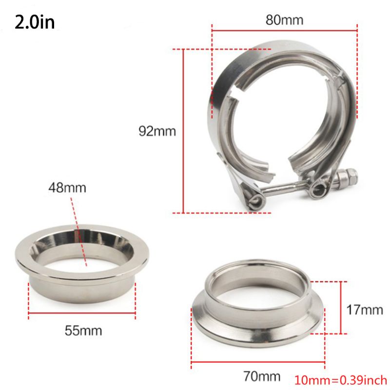 Quick Quick Release V-band Exhaust Clamp Male Female Flanges Kit Stainless Steel Universal V band Clamp 1.5 2" 2.5" 3.25" 3.5"