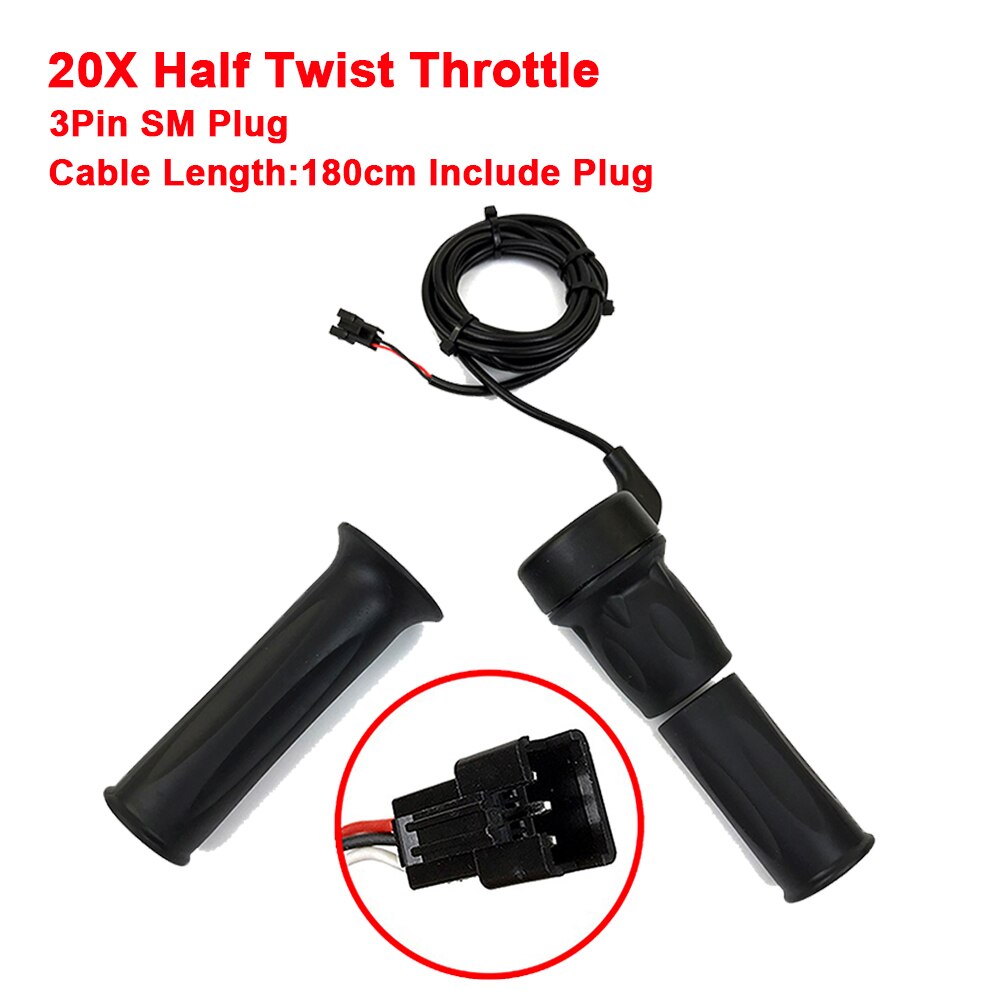 Wuxing Electric Bicycle Right Handle 20X Half Twist Throttle 12V24V36V48V52V60V72V for Ebike Conversion Kit Accelerator Parts: 20X Half SM Plug