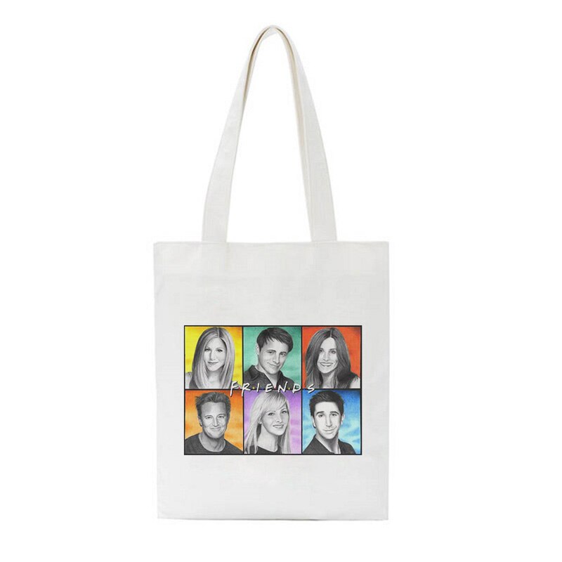 Friends tv-show schoudertassen cartoon boodschappentas harajuku casual dames tas portemonnee grote handtas street ins crossbody tas: 5