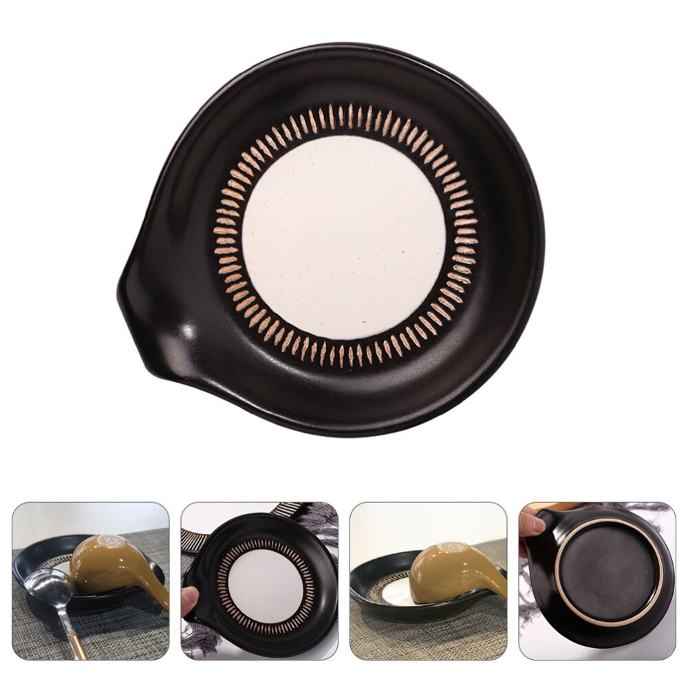 1Pc Ceramic Spoon Rest Stove Soup Spoon Rest Cooking Utensil Stand