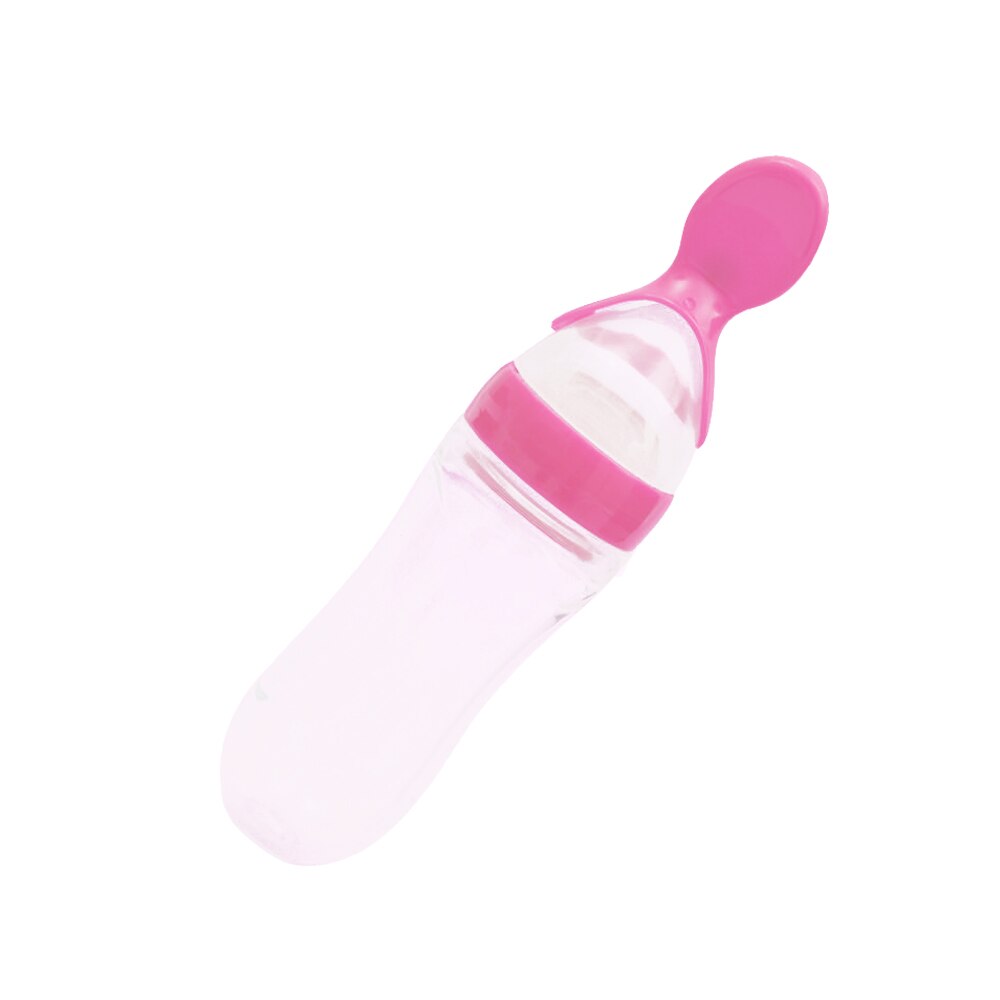 Veilig Nuttig Siliconen Baby Fles Met Lepel Voedingssupplement Rijstgraangewas Flessen Squeeze Lepel Melk Zuigfles Cup: pink