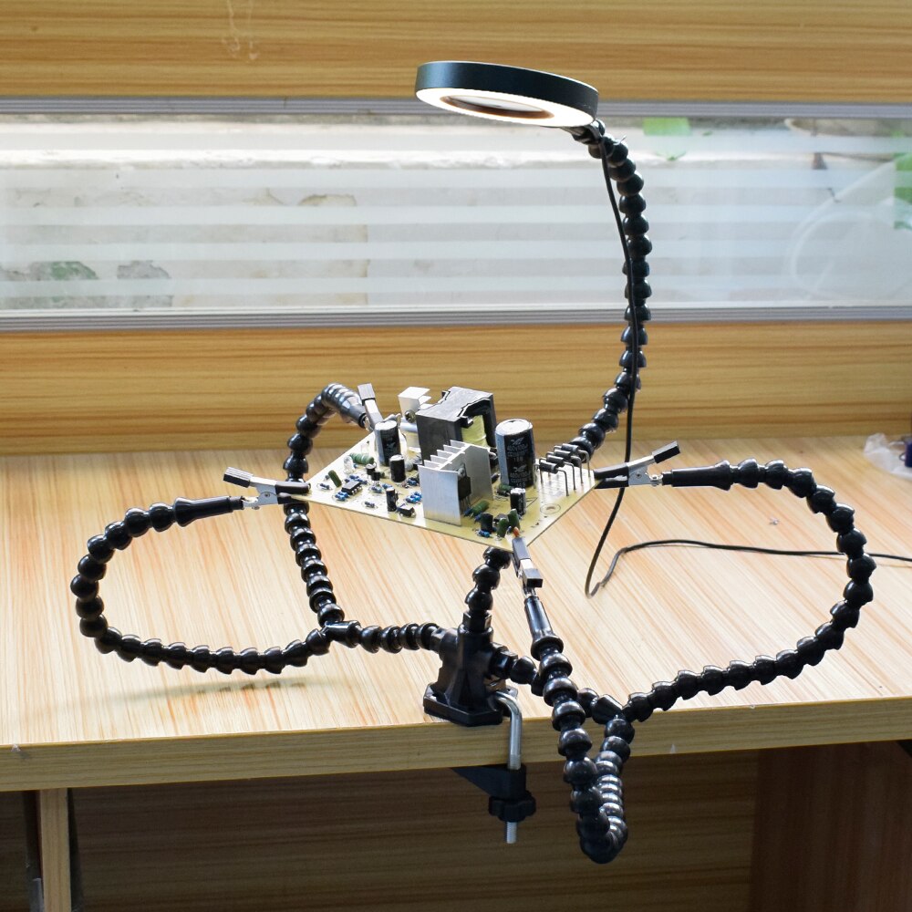 Newacalox pöytäpuristin juotos kolmas käsi 3x usb suurennuslasi led valo 5 kpl joustavat varret pcb pidike hitsaus korjaustyökalu