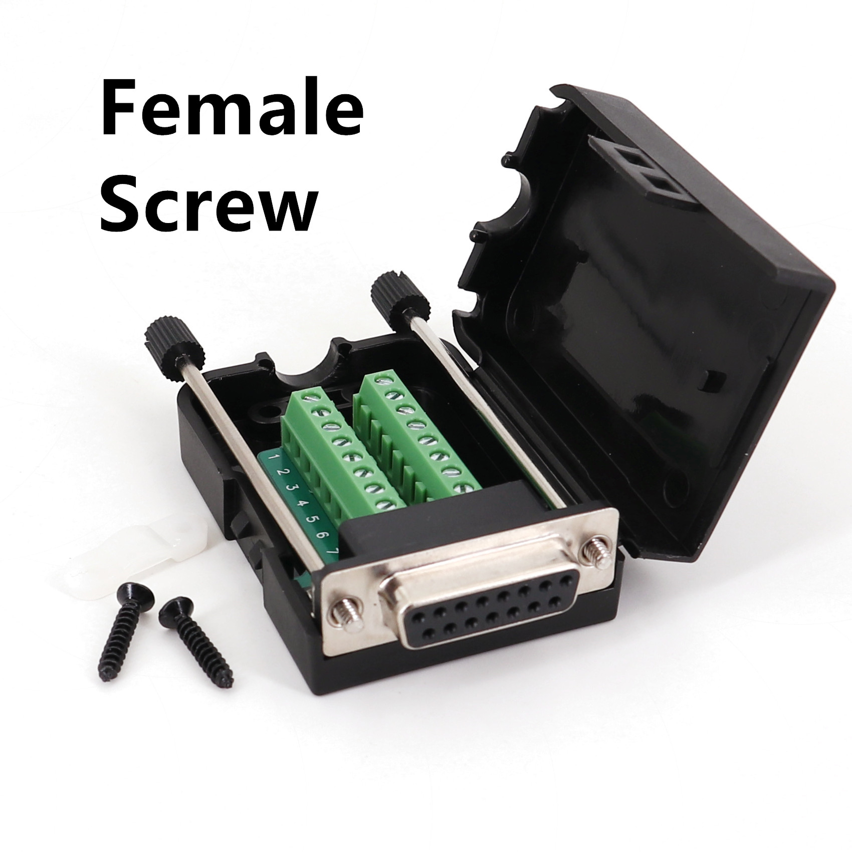 DB15 Male / Female 2 Row 15Pin Plug Breakout Terminals Board Connector with Black Plastic Cover: Lavender