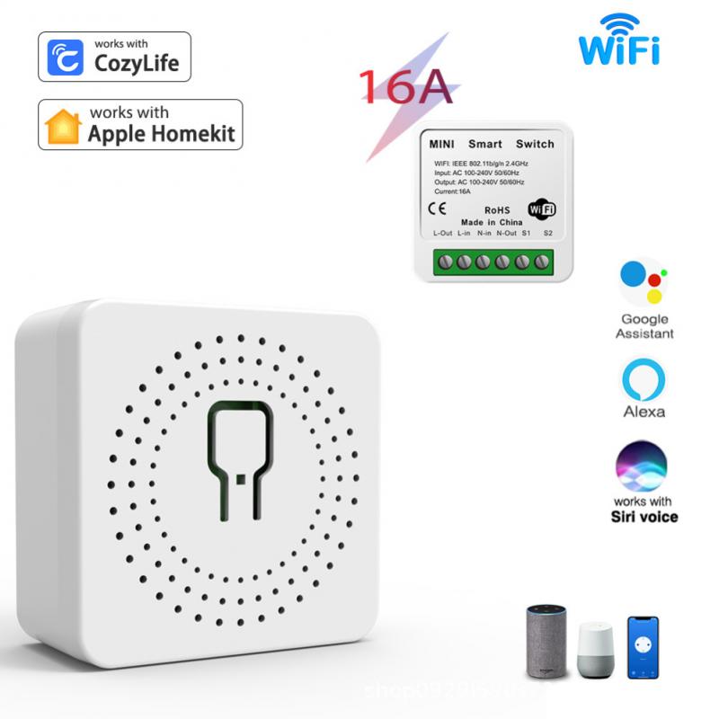 Cozylife – Mini interrupteur intelligent Wifi, 16a, commande vocale, compacte, simple, double, On-off, fonctionne avec Apple Homekit: CozyLife and HomeKit
