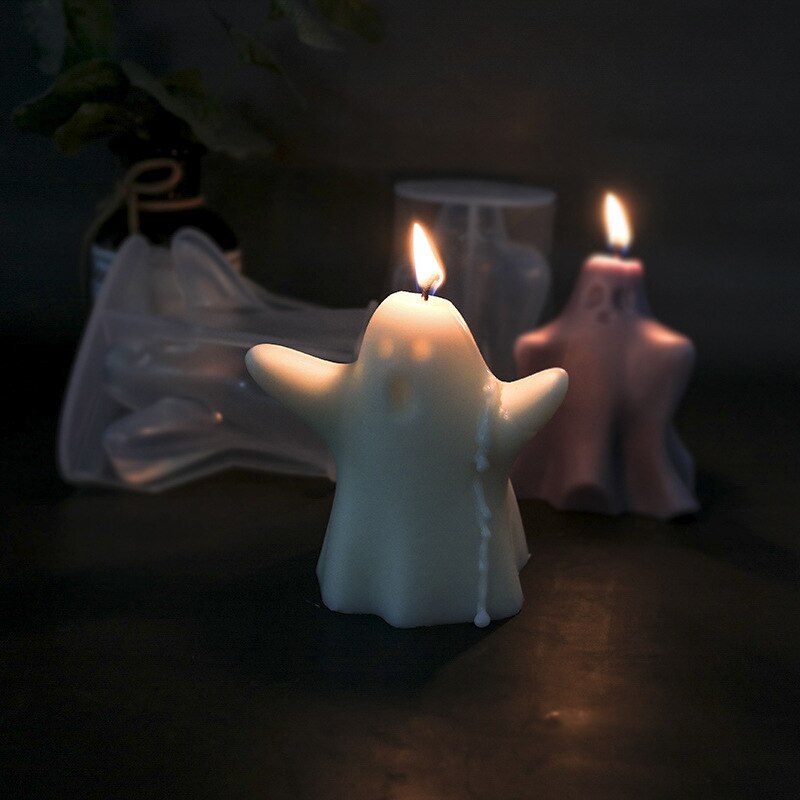 Halloween spøgelse karneval stearinlys silikone form til gør-det-selv håndlavet aromaterapi lys ornamenter håndværk sæbeform hånd
